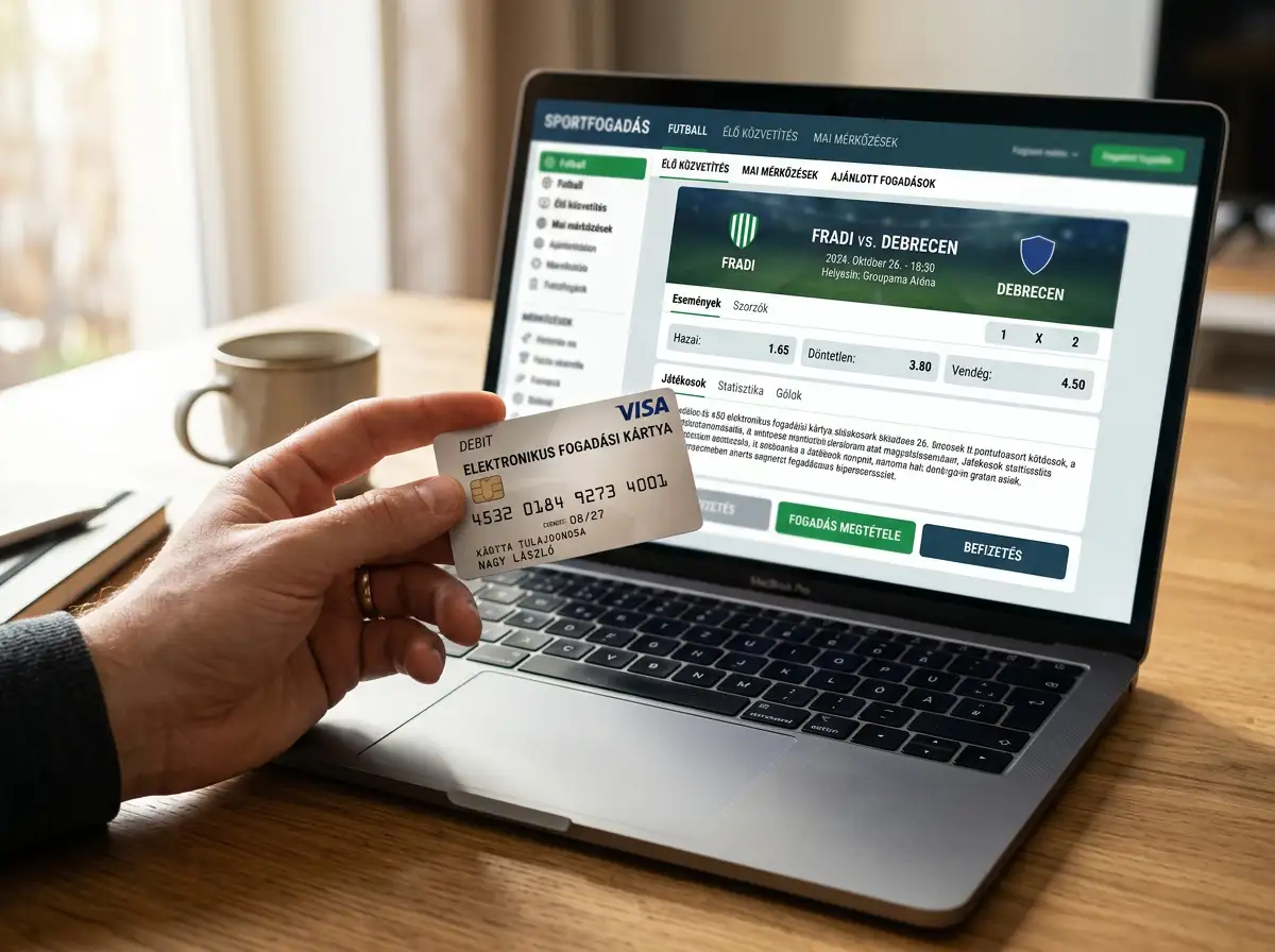Visa kartica na laptopu s otvorenom online kladionicom za klađenje u Hrvatskoj